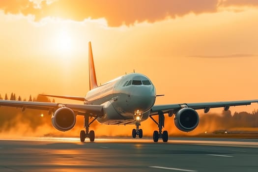 Passenger Airplane Flying with beautiful sky.