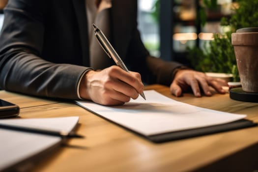 Businessman Signing documents In The Office.