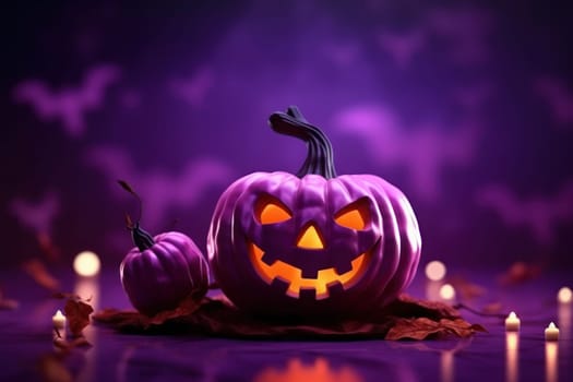 Halloween background with Evil Pumpkin. Spooky scary dark Night Halloween banner background concept.