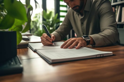Businessman Signing documents In The Office.