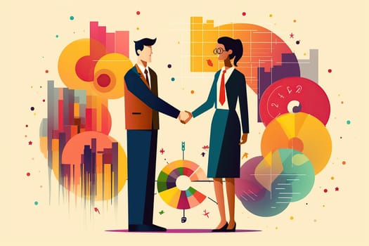 Business partnership gesture, Making handshake deal.