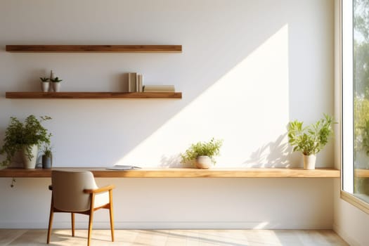 3D render of interior modern living room workspace Comfortable modern minimal.