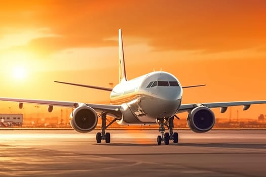 Passenger Airplane Flying with beautiful sky.