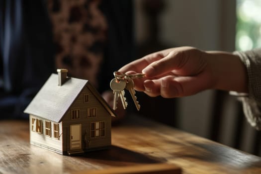 Real Estate Agent Giving Couple Key to a New House.