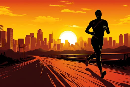 Colorful Running marathon poster, people run, colorful poster. illustration.