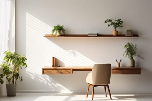 3D render of interior modern living room workspace Comfortable modern minimal.