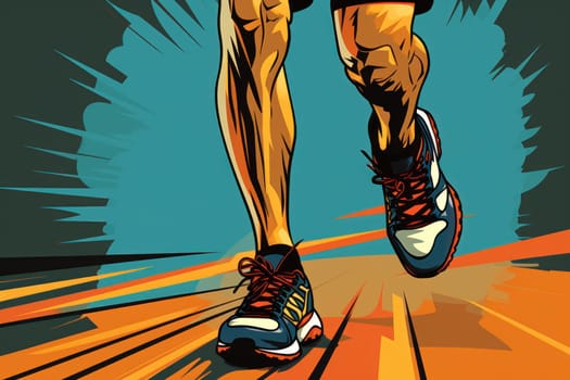 Colorful Running marathon poster, people run, colorful poster. illustration.