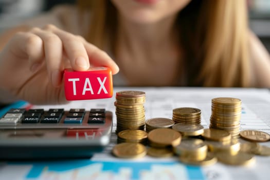 Government taxes and calculation tax return concept . generative ai.