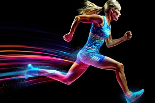 Sports Background, Advertising sport life concept colorful and dynamic trail behind the sprinter.