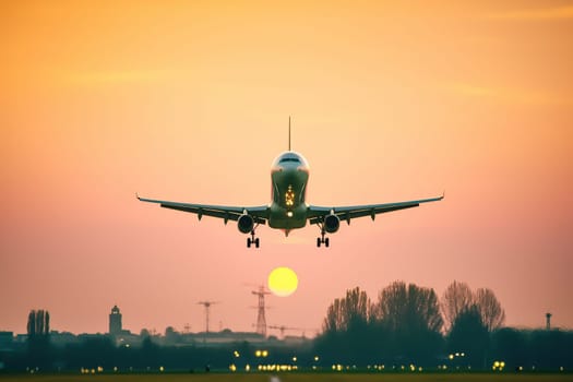 Passenger Airplane Flying with beautiful sky.