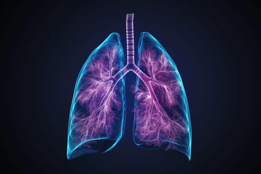 X-ray human lungs with cystic fibrosis, medical concept. Generative AI.