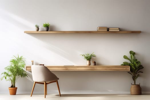 3D render of interior modern living room workspace Comfortable modern minimal.