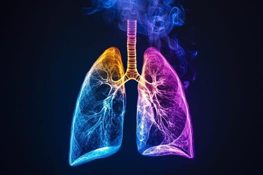 X-ray human lungs with cystic fibrosis, medical concept. Generative AI.