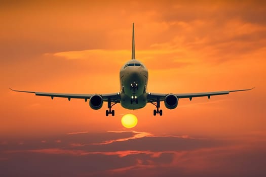 Passenger Airplane Flying with beautiful sky.