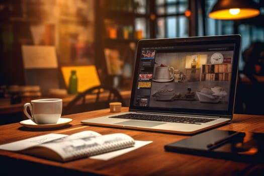 graphic designer home office and creative desk.