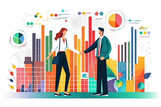 Business partnership gesture, Making handshake deal.