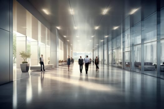 An office building with a huge people flow, fast shutter Business people walking.