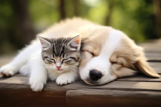 Cute Puppy and kitten Generative AI.