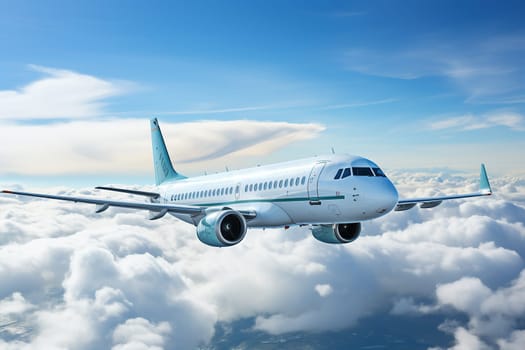 Passenger Airplane Flying with beautiful sky.