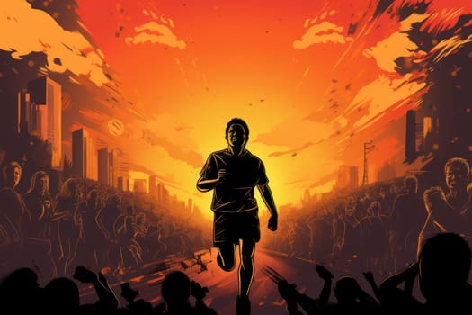 Colorful Running marathon poster, people run, colorful poster. illustration.