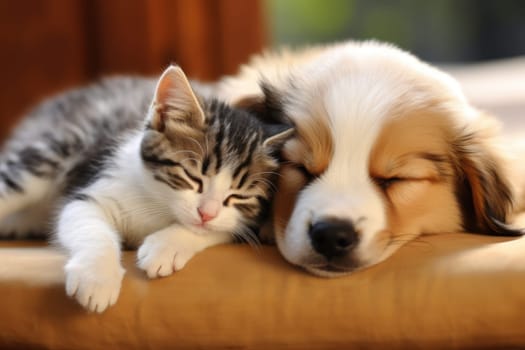 Cute Puppy and kitten Generative AI.