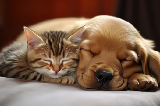 Cute Puppy and kitten Generative AI.