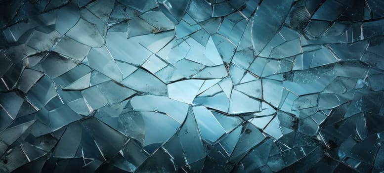 A detailed texture of shattered glass with sharp edges and cool blue tones, evoking a sense of fragility and caution.