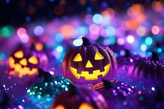 Halloween glitter glow Bokeh Light Background.