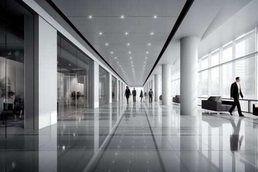 An office building with a huge people flow, fast shutter Business people walking.