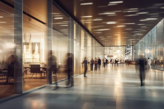An office building with a huge people flow, fast shutter Business people walking.