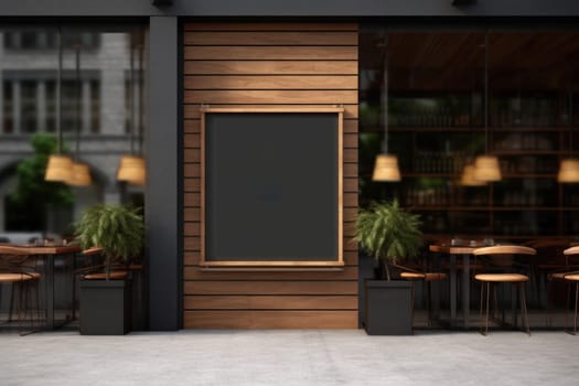 Mockup outdoor wall store shop sign outside restaurant.