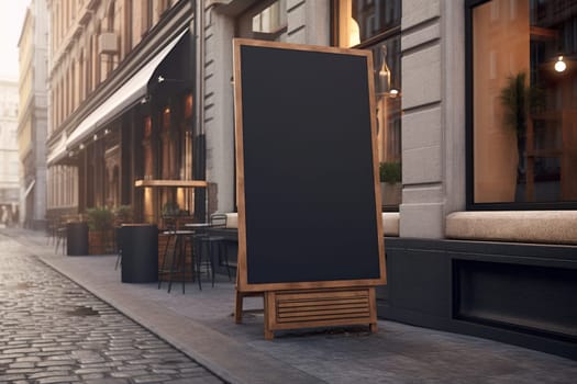 Mockup outdoor wall store shop sign outside restaurant.
