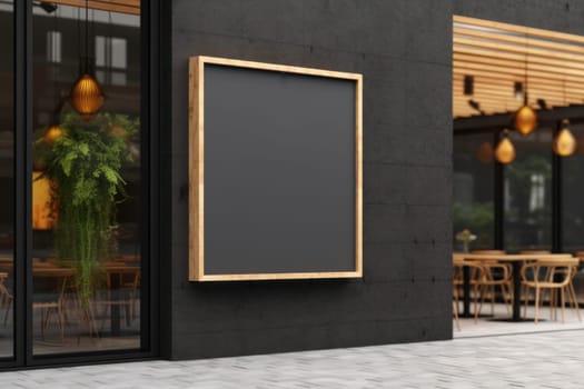 Mockup outdoor wall store shop sign outside restaurant.