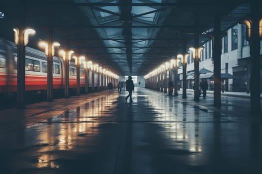 Lonely at railway station unsplash Generative AI.