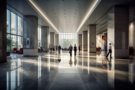 An office building with a huge people flow, fast shutter Business people walking.