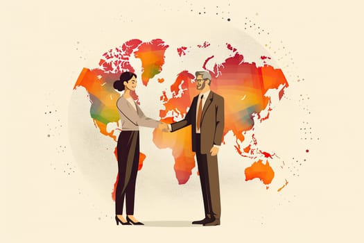 Business partnership gesture, Making handshake deal.