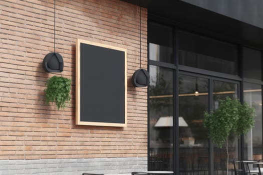 Mockup outdoor wall store shop sign outside restaurant.