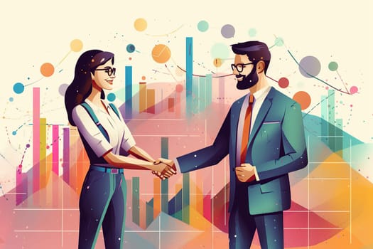Business partnership gesture, Making handshake deal.