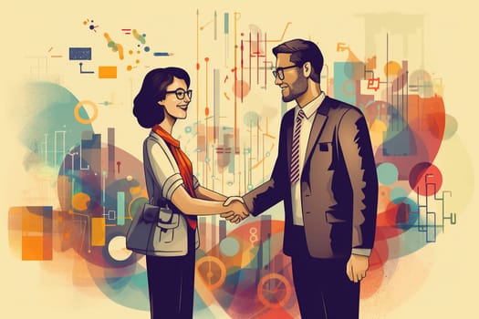 Business partnership gesture, Making handshake deal.