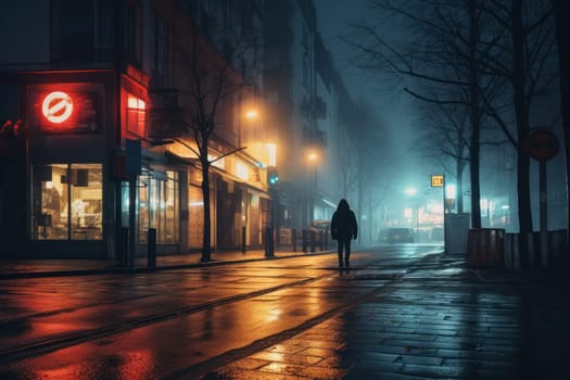 At night street city unsplash Generative AI.