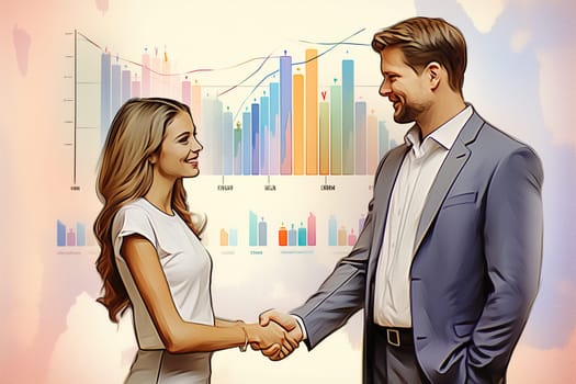 Business partnership gesture, Making handshake deal.