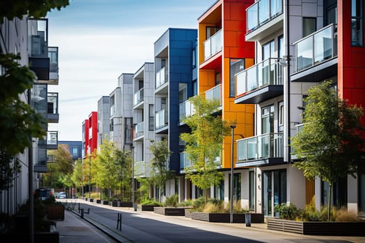 Modern development of a residential area with bright building facades.
