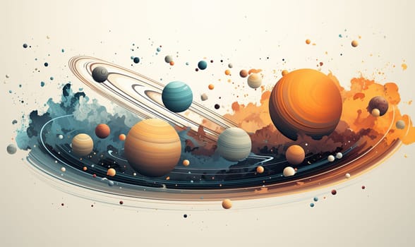 Abstract image of planets on a light background. Selective soft focus.