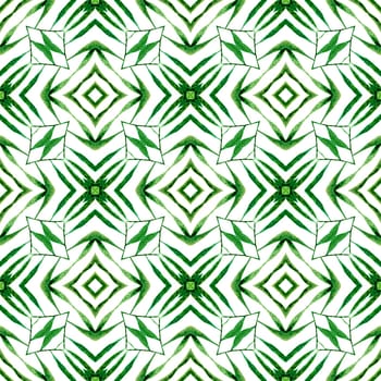Watercolor medallion seamless border. Green pleasing boho chic summer design. Medallion seamless pattern. Textile ready great print, swimwear fabric, wallpaper, wrapping.