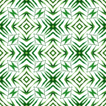 Watercolor medallion seamless border. Green pleasing boho chic summer design. Medallion seamless pattern. Textile ready great print, swimwear fabric, wallpaper, wrapping.