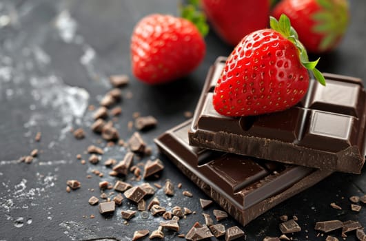 Indulge in the perfect combination of smooth chocolate bars enhanced by the juicy goodness of fresh strawberries