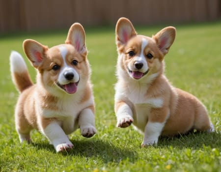 Cute corgi puppies. AI generation