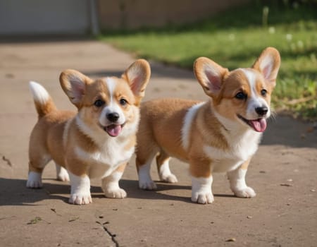 Cute corgi puppies. AI generation