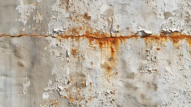 Aged texture of peeling paint on concrete. Created using AI generated technology and image editing software.