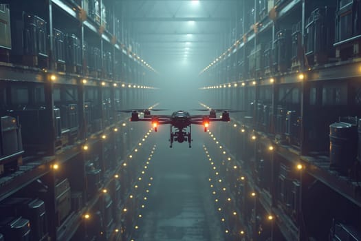 Delivery drone and logistic concept. Generative AI.